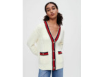 Cardigan tressé et contrasté