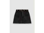 Jupe droite en cuir ceinture fantaisie