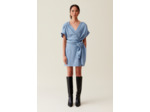 Robe courte cache-cœur rayures bleu