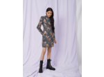 Robe drapée imprimée et sequins