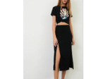 Jupe droite fendue en crêpe et studs