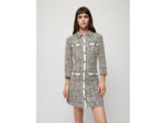 Robe façon tweed à bandes contrastées