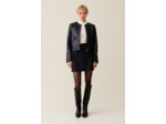 Veste cuir courte col rond
