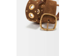 Ceinture en cuir suède à œillets