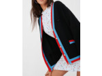 Cardigan à bandes contrastées