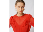 Robe longue en mousseline à volants