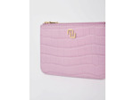 Pochette zippée en cuir embossé