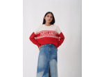 Pull en jacquard bicolore à inscription