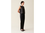 Top noir sequins brodés dos ouvert