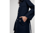 Manteau long ceinturé en drap de laine