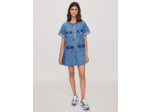 Robe courte en jean à manches courtes