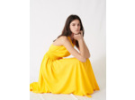 Robe smockée en lin jaune soleil