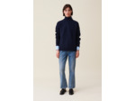 Pull col montant zippé bleu marine