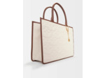 Cabas en cuir et lin viscose logo Clover