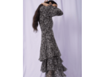 Robe en soie lurex imprimée à volants