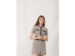 Robe façon tweed à détails contrastés