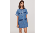 Robe courte en jean à manches courtes