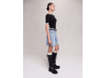 Short évasé en denim à strass