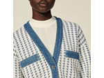 Cardigan court en tweed et jean