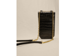 Porte téléphone en cuir embossé croco