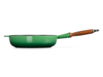 Sauteuse 28cm en fonte émaillée bambou avec manche en bois