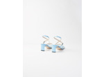 Mules à talons midi en cuir embossé