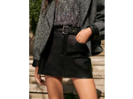 Jupe droite en cuir ceinture fantaisie