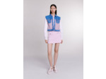 Blouson court en denim et tweed