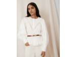 Top façon blouse à galons de guipure