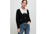 Cardigan à col en popeline brodée