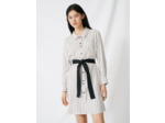 Robe chemise ceinturée à fines rayures