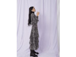 Robe en soie lurex imprimée à volants