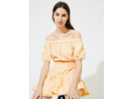 Robe trapèze élastiquée en taffetas