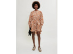 Robe ceinturée en coton imprimé