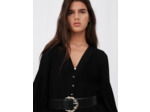 Ceinture en cuir noir embossé lézard