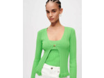 Cardigan en maille à côtes et volants