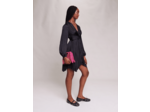 Robe courte drapée satinée