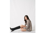 Robe en plissé imprimé et col Claudine