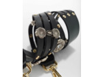 Bandoulière en cuir à détails fleurs