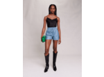 Top en satin de soie et dentelles