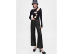 Pantalon en tweed noir à sequins