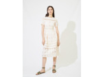 Robe longue en guipure et galons