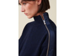 Pull col montant zippé bleu marine