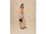 Short en jean jacquard et strass
