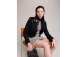 Blouson tweed et vinyle
