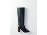 Bottes droites à talon en cuir lisse
