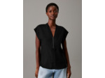 BLOUSE À MANCHES COURTES EN GEORGETTE ÉPAISSE AVEC FERMETURE ÉCLAIR