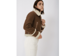 Blouson en cuir intérieur effet fourrure