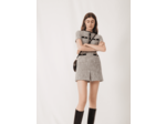 Robe façon tweed à détails contrastés