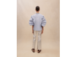 Blouse bleue à rayures